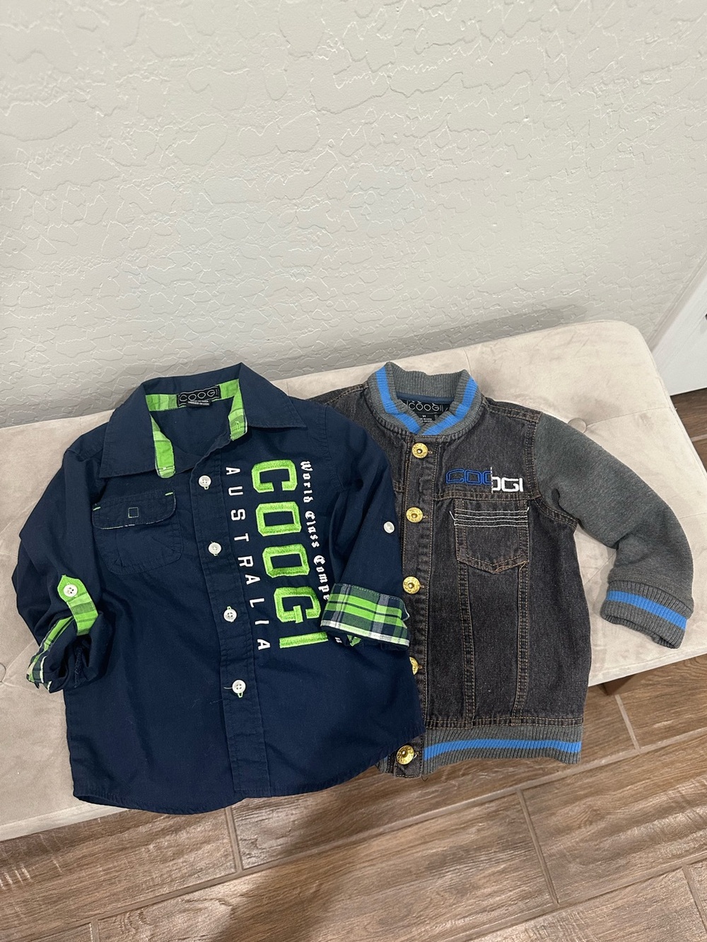 COOGI Navy Shirt & Gray Denim-Style Jacket Set 3T